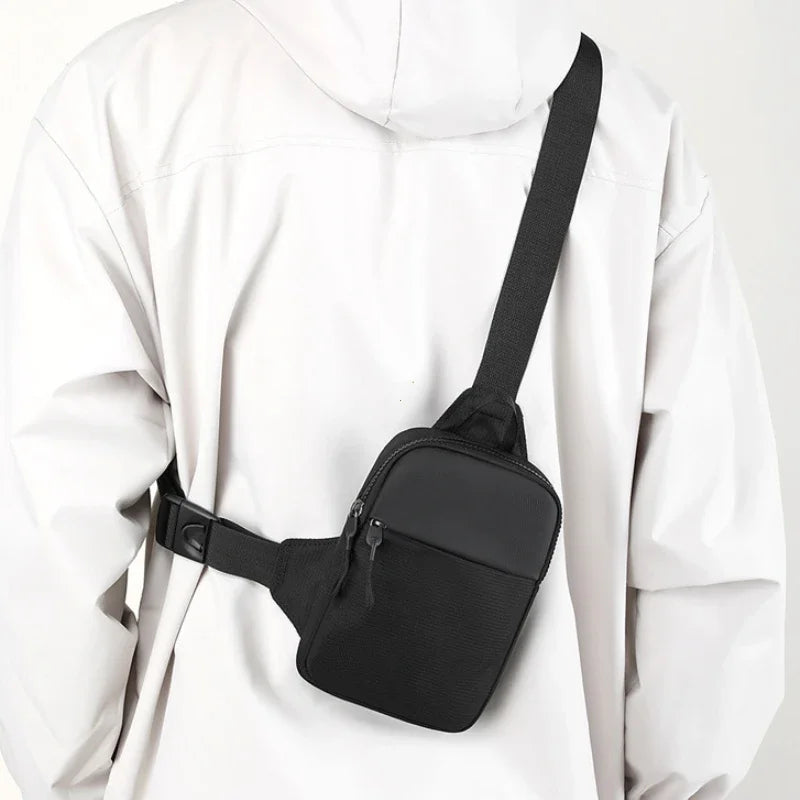 Men Waterproof Sling Chest Pack Fashion Small Black Crossbody Shoulder Zipper Bag Travel Workout Handbag Messanger Bag for Men