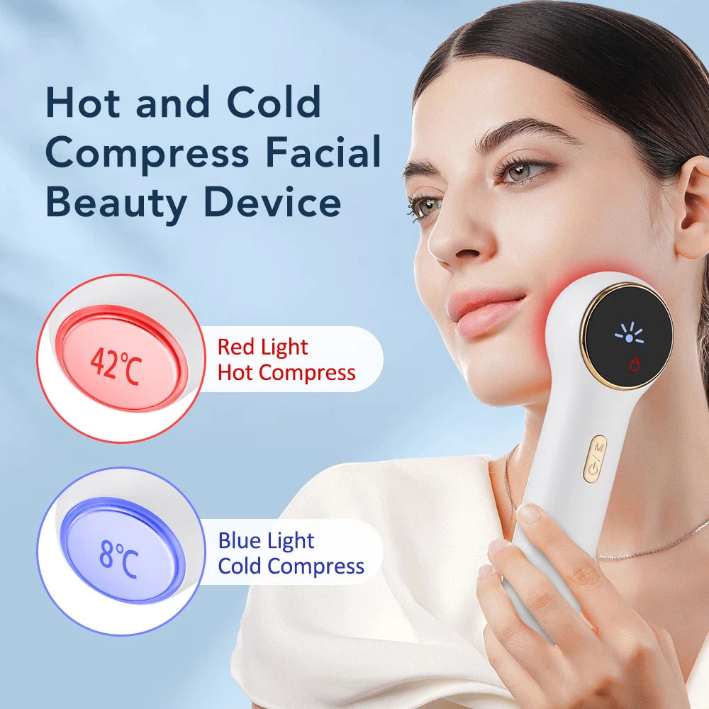 Heat Cold Face Beauty Device 2 LED Lights Modes Electric Lifting Tightening Eyes Neck Double Chin Massager Skin Care Facial Tool