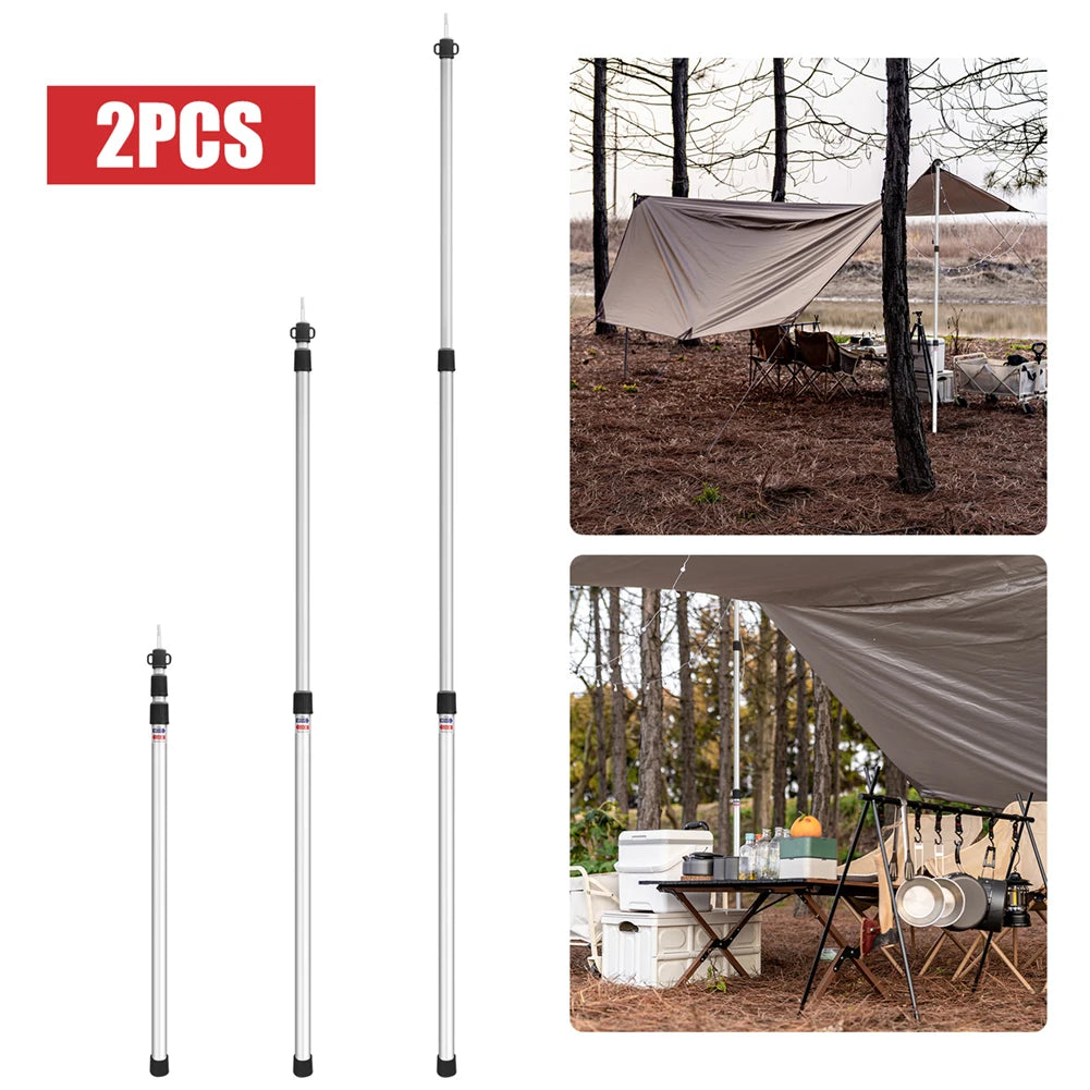 Tent Poles Telescopic Adjustable Awning Canopy Tarp Pole Support Rod for Sun Shelter Garden Camping Tents