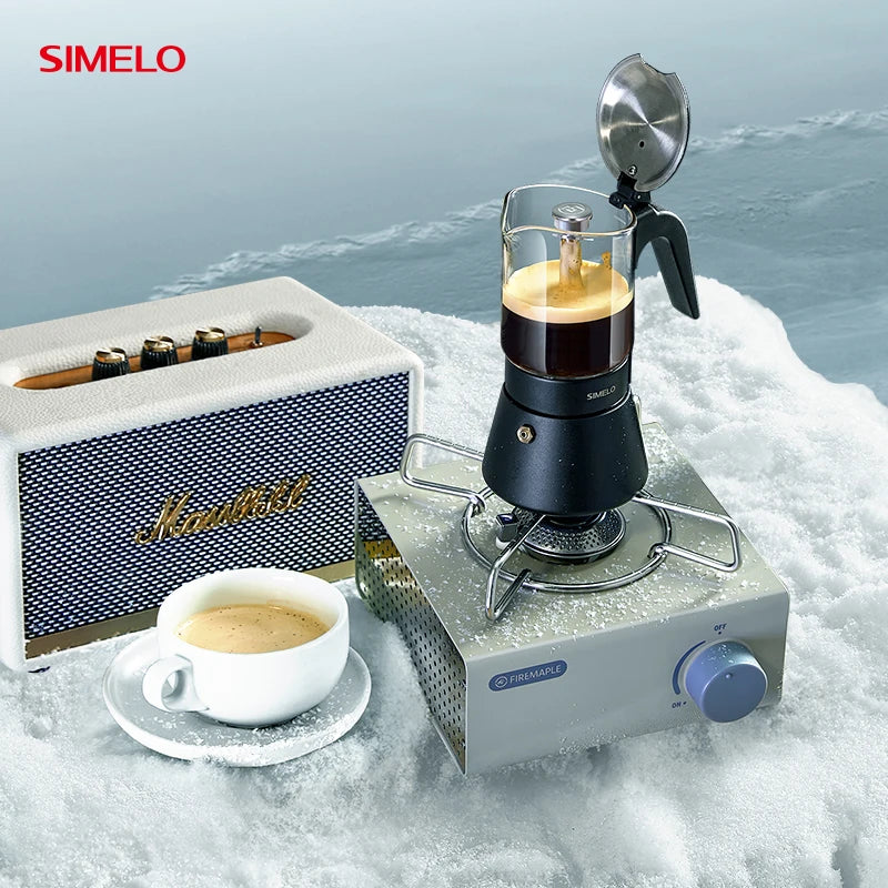 SIMELO Double Valve Moka Pot Stainless Steel Household Coffee Maker Italian Espresso Extraction Machine for Coffee Lovers
