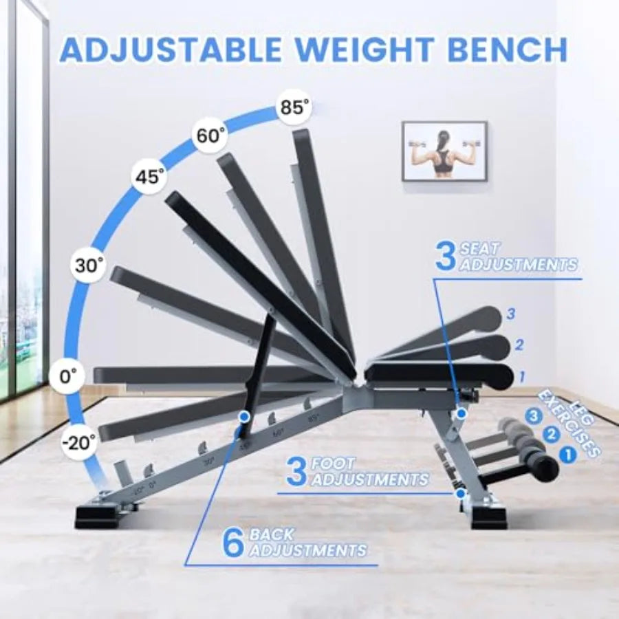 Adjustable Weight Bench Heavy Duty Fitness Bench For Weight Training Home Gym Bench Weightlifting and Strength Training Upgrade