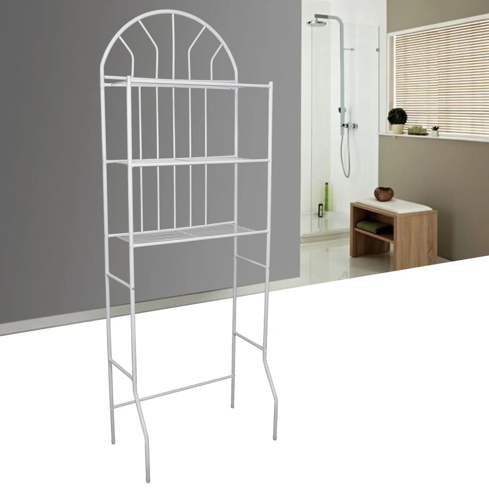 3-Tier Over The Toilet Storage Rack - Space Saving Bathroom Organizer Shelves with Towel Bar  bathroom shelves  bathroom storage