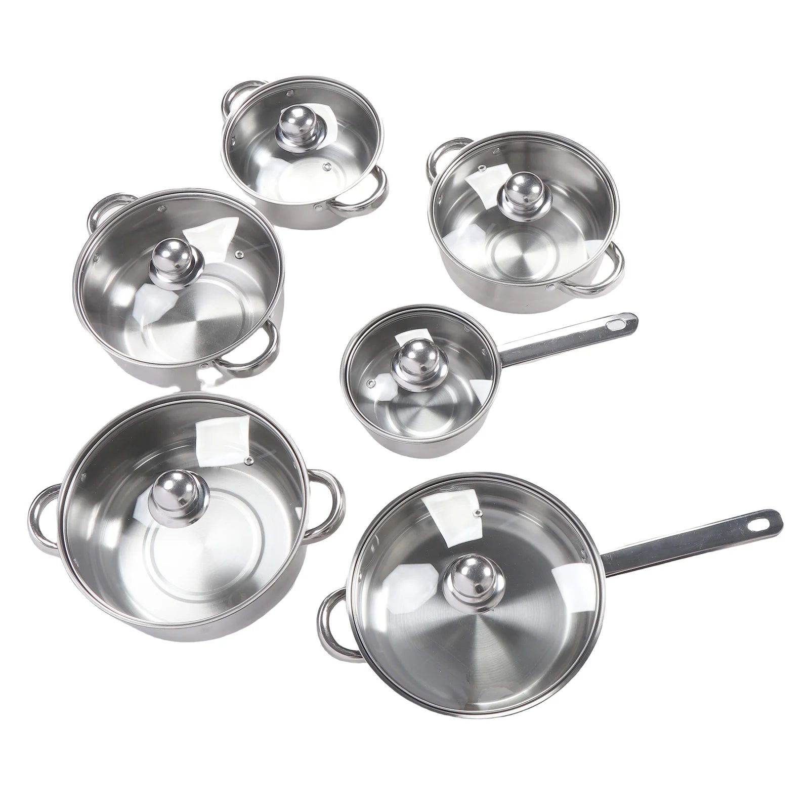 Stainless Steel Pots and Pans Set with Lids Versatile Kitchen Cookware Kits Efficient Heat Distribution Kitchen Supplies