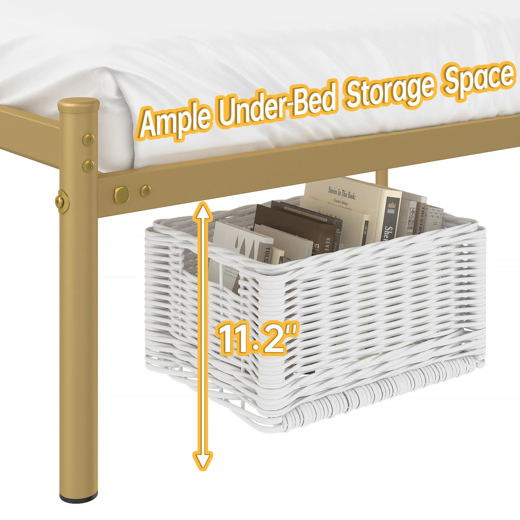 Golden Twin Size Bed Frame with Headboard Twin Metal Platform Bed