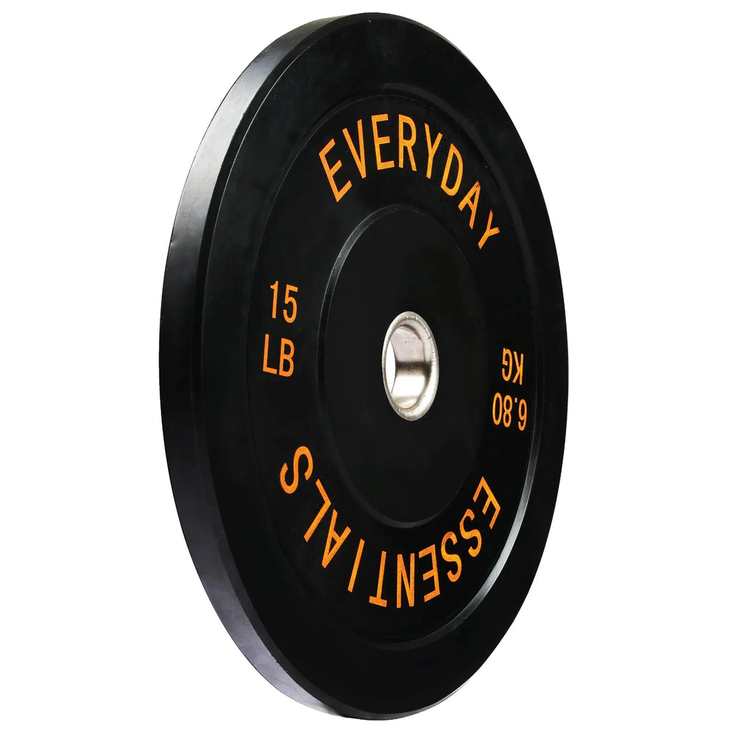 Bumper Plate Weight Plate with Steel Hub, Black, 15 lbs Single