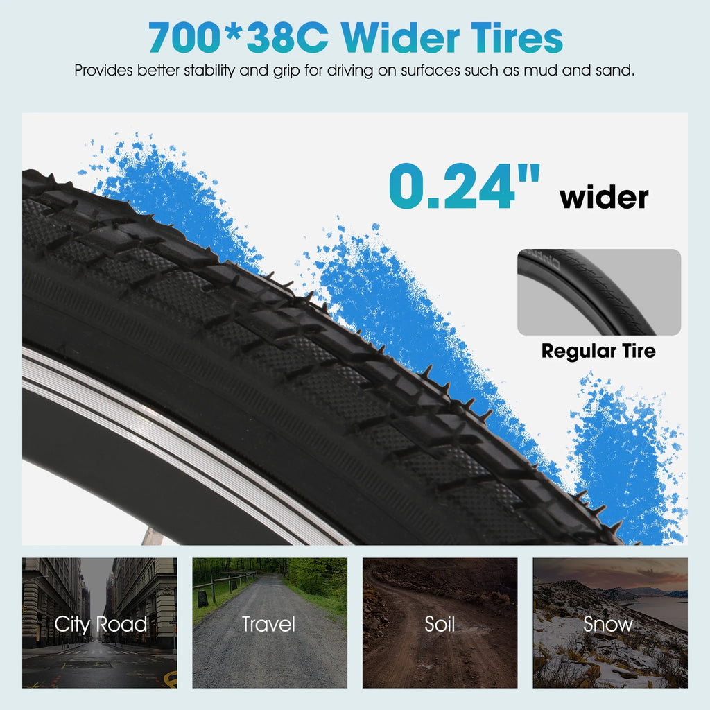 HILAND Adult electric road bike, detachable lithium battery, commuting electric bike，36V，7.8AH, 250W Motor,LCD Display, 20 MPH