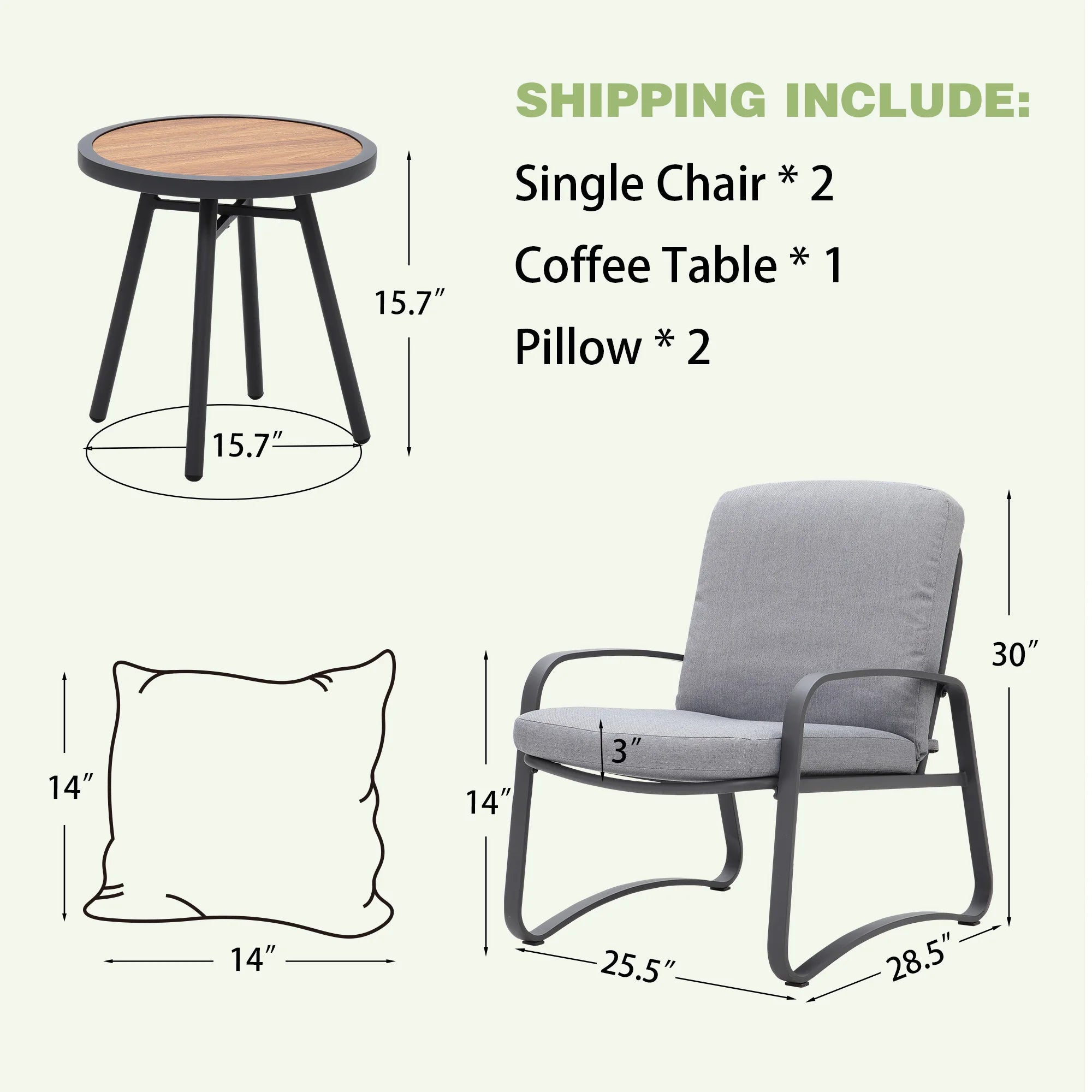 NAGA BAHNA 3 Piece Rocking Bistro Set Wicker Patio Outdoor Furniture Porch Chairs Conversation Sets with DPC Coffee Table