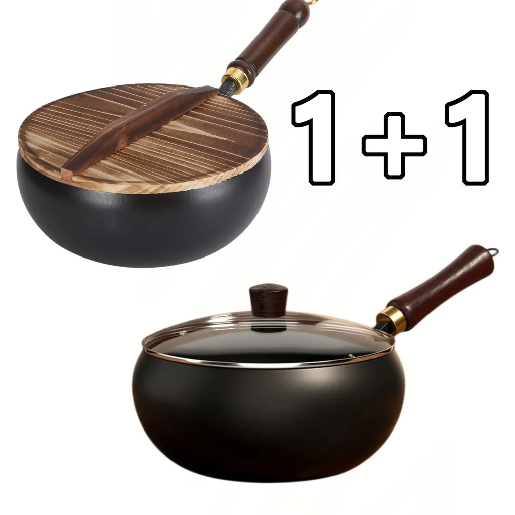 Big Belly Pot Household Hand Hammered Traditional Deepened Non-stick Iron Pot Multipurpose Uncoated Small Frying Pan with Lid
