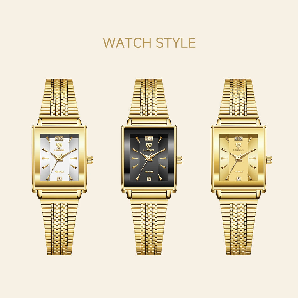 LIEBIG Ladies Watches Elegant Quartz Wristwatches Simple Fashion Automatic Watches For Women Stainless Steel Strap Time Watch