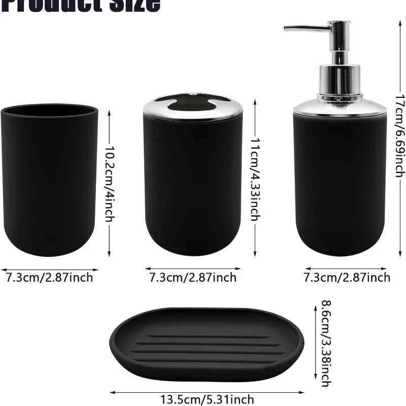 Bathroom Accessory Set 4 pcs Shatter-Resistant Resin Lotion Soap Dispenser Toothbrush Holder Soap Dish Bathroom Decor Gift