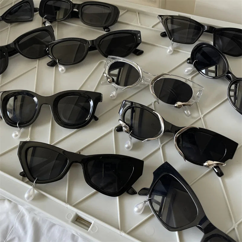 Pearl earrings water drop Designer sunglasses personalized niche sunglasses cat eye glasses for men and women