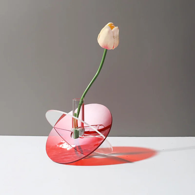 Nordic Colorful Acrylic Vases Desktop Ornaments Art Flower Arrangement Hydroponic Vase Container Living Room Home Decoration