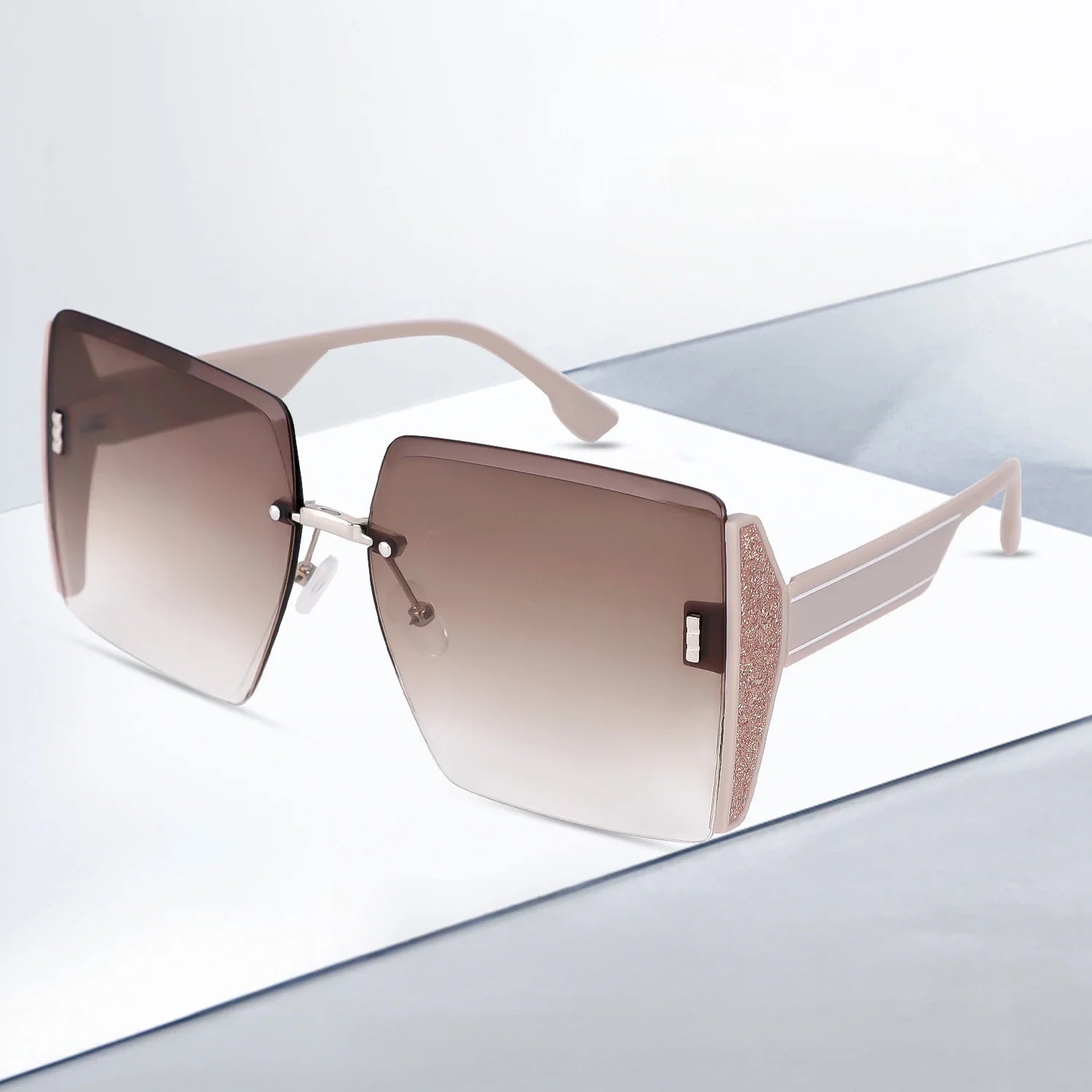 Women's Sun Glasses Vintage Square Sunglasses Woman Classic Retro Gradient Mirror Frameless Sun Glasses Female Fashion