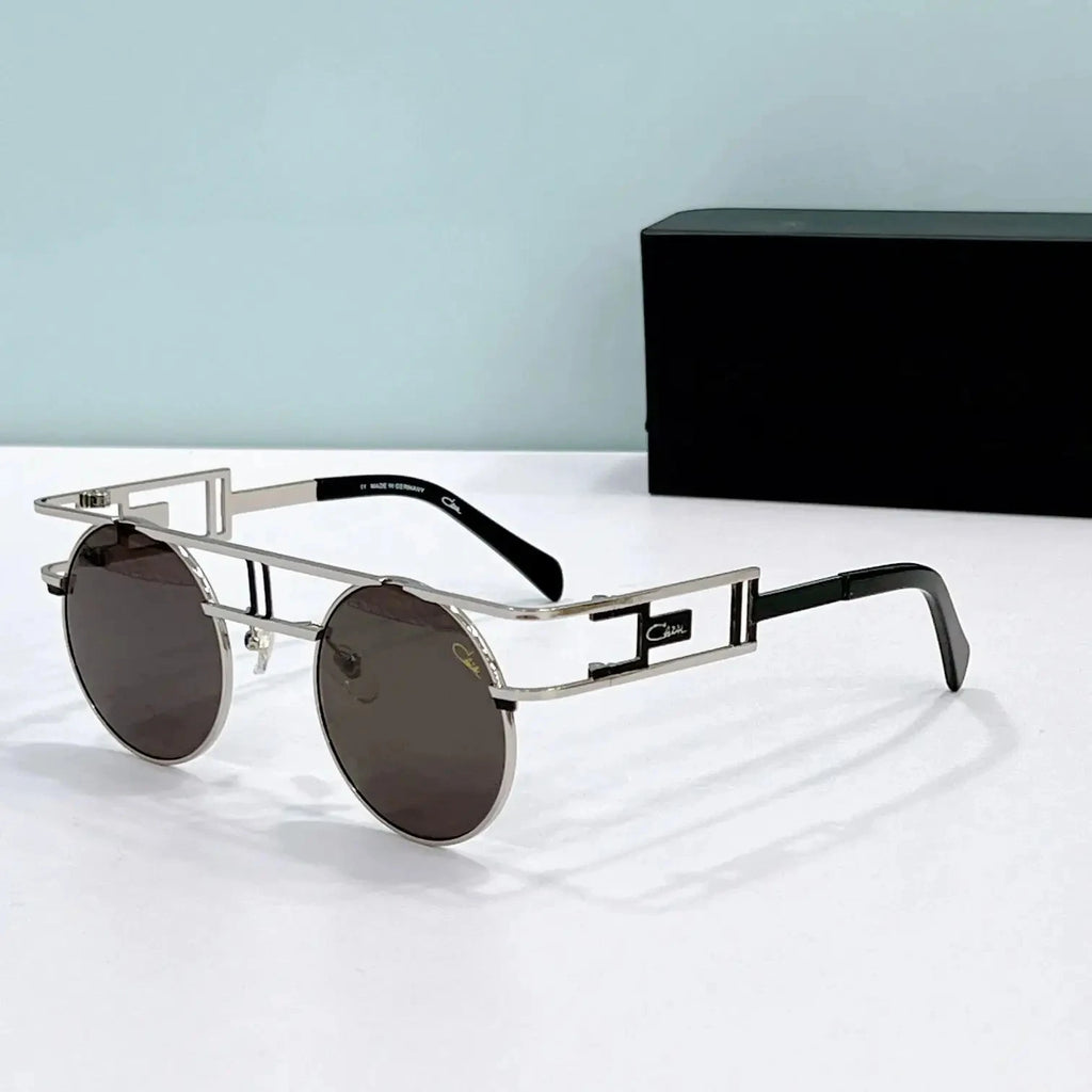 Original CCAZAL MOD958 Fashion Circular Gold Alloy Frame Men Sunglasses Classic Casual UV400 Gradient Retro Women Couple Eyewear