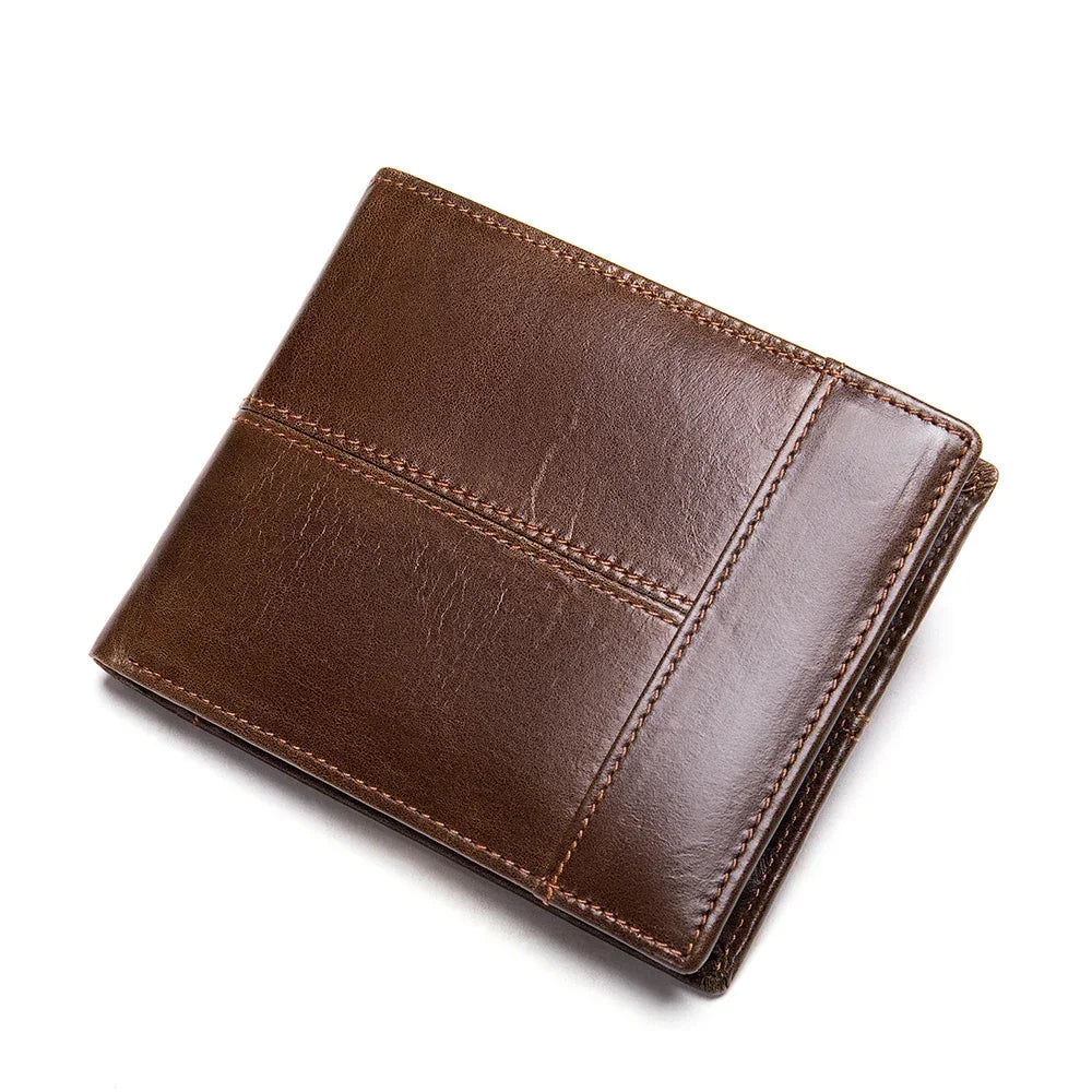 Genuine Leather Wallet with Coin Purse RFID Wallet for Men Cardholder Money Bags