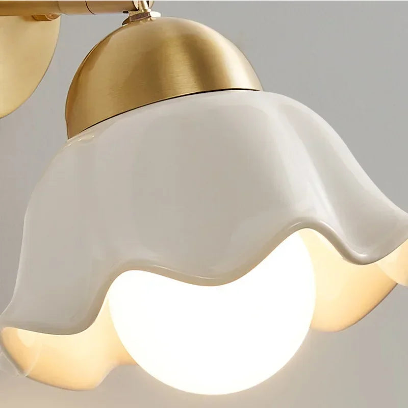 2025Pull Chain Switch LED Wall Light Fixture Reading Dining Room Porch Nordic Copper Simple Art Bedside Lamp Lamparas De Pared