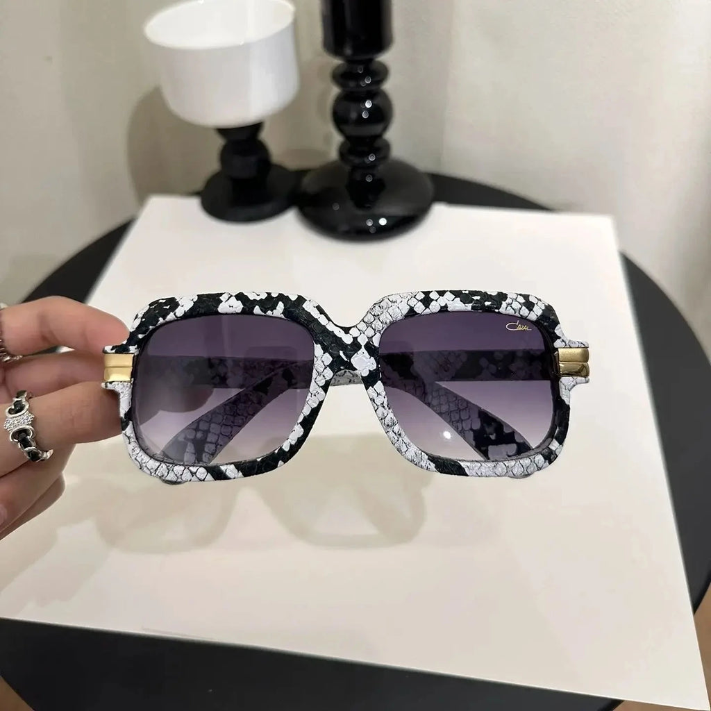 Original ACAZAL MOD6073 Stylish Top Quality Acetate+Leather Frame Men Sunglasses UV400 Clear Lens Business Women Couple Eyewear