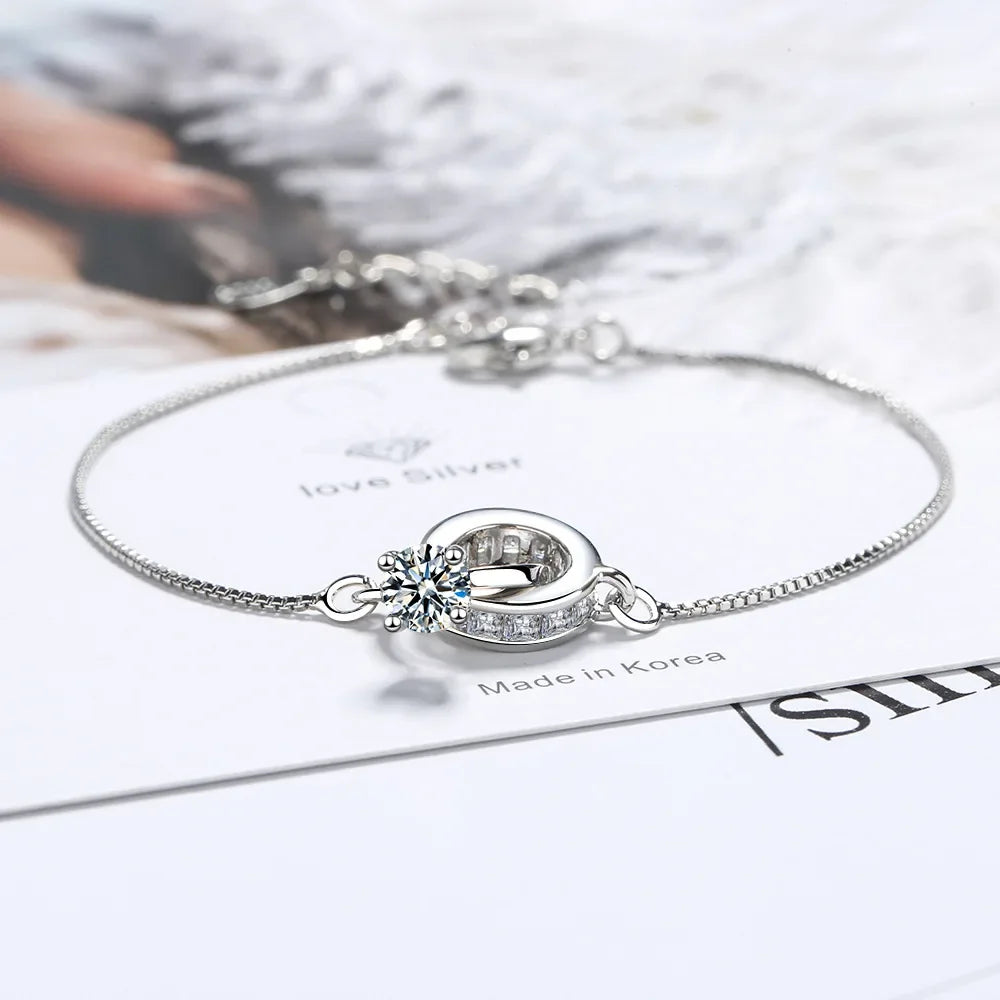 LIhong S925 Sterling Silver Women's Diamond Zircon Bracelet Necklace Wedding Luxury Jewelry Accessories