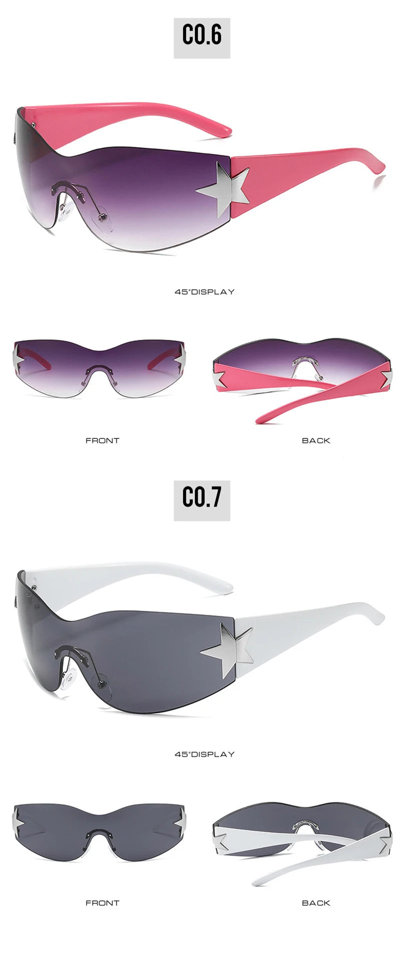 Fashion Sunglasses for Women Men Trendy Shield Wrap Around Sunglasses Oversized Fashion Frameless Sun Glasses