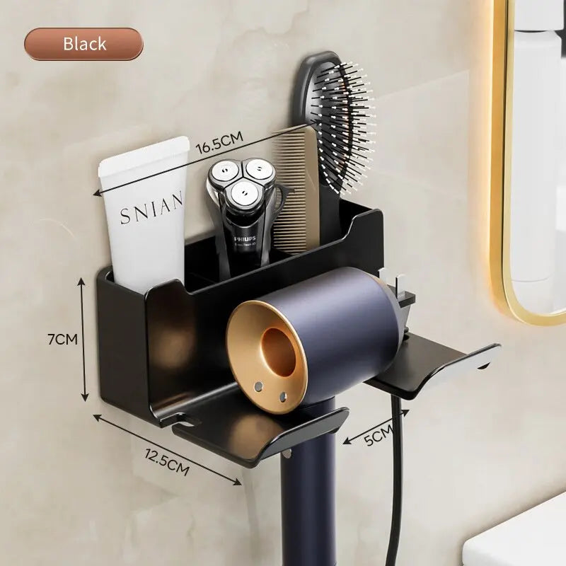 Bathroom hair dryer storage rack Multi functional storage rack Wall mounted non perforated hair dryer storage rack