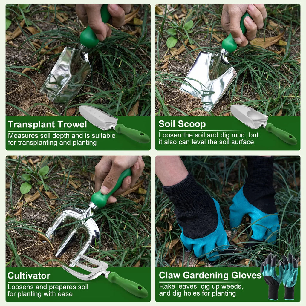 Gardening Tools Set Including Garden Shear  Claw Gardening Gloves Cultivator Transplant Trowel Soil Scoop Outdoor Planting Tools