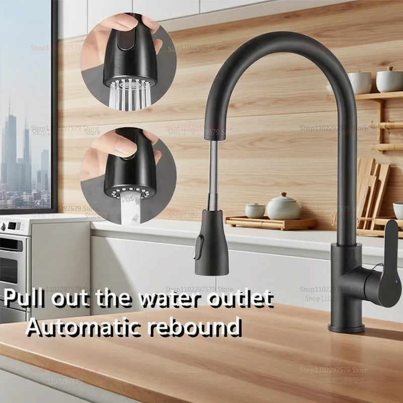 Stainless Steel Kitchen Faucet Single Hole Sprayer 360 Swivel Sink Mixer Faucet with Flow Spray Head for Cooking and Cleaning