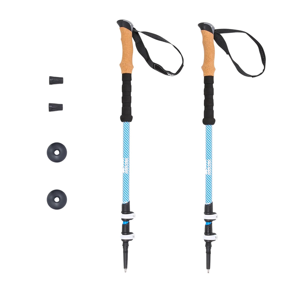 Lightweight Carbon Fiber Adjustable Quick Lock Trekking Poles with Cork Grip - 2 Pack
