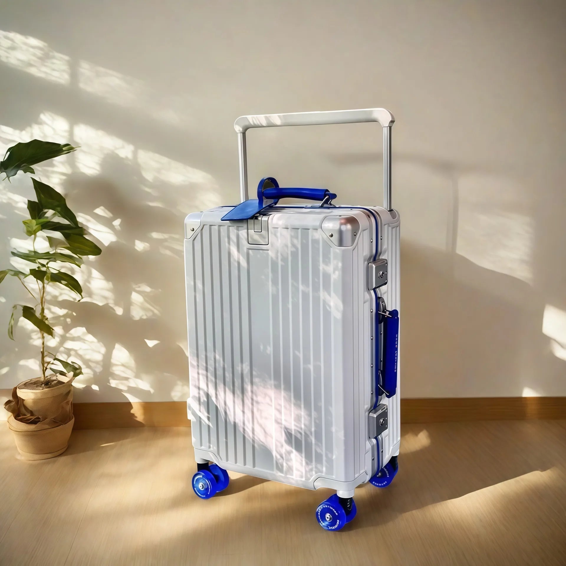 Wide Handlebar Rolling Luggage Large Capacity Travel Aluminum Frame Trolley Suitcase with Colorful Silent Spinner Wheel TSA Lock