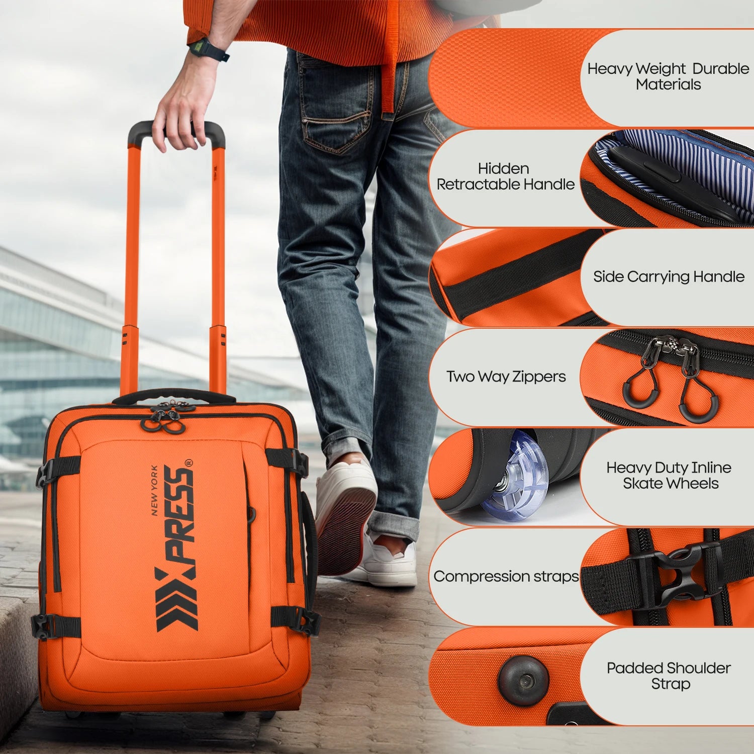 17" Carry On Luggage for Airplanes Lightweight Resistant Suitcase with Wheels for Business Trip & Short Distance Traveling