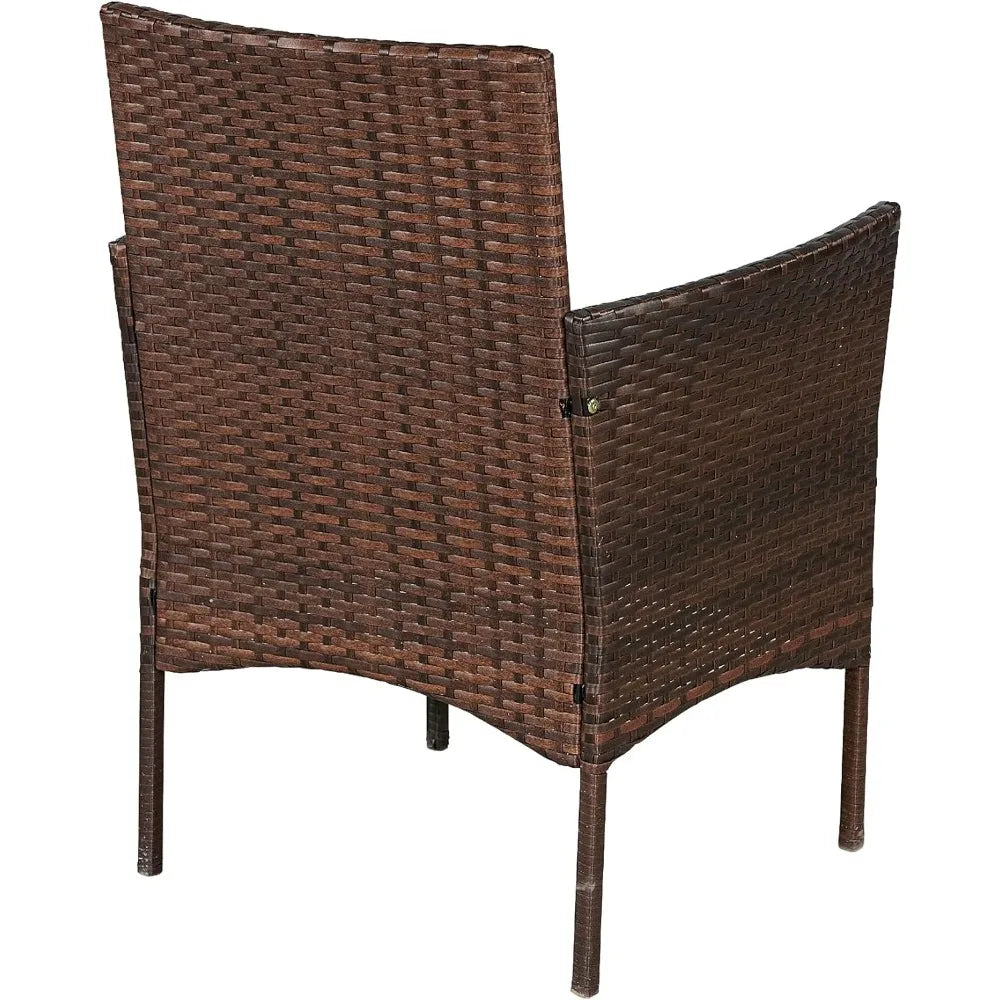 Space-Saving Outdoor Wicker 3-Piece Bistro Set with Cushions for Patio, Garden, and Porch