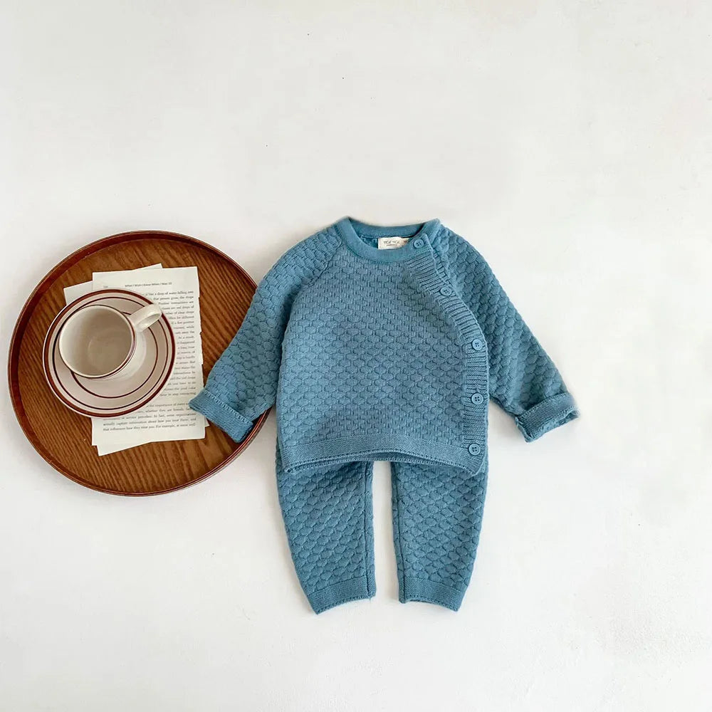 Baby Boy Knitted Clothes Sets Long-Sleeved Cardigan + Pants Autumn Winter Infant Boy Clothes Outfits