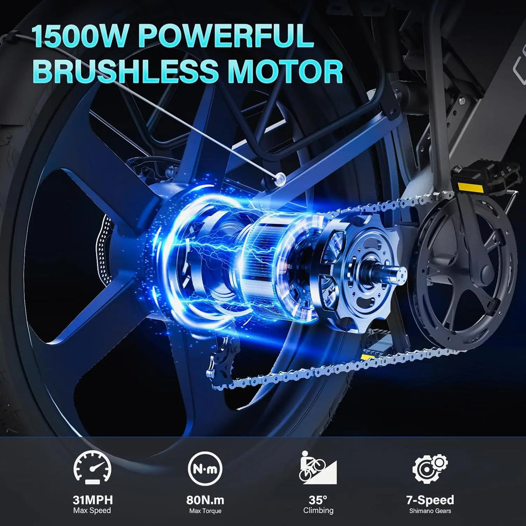 COSWHEEL 26Inch Electric Bike Off Road Mountain bike Electric Motorcyle Fat bike E Bike 1500w 48V 25Ah Removabel Battery