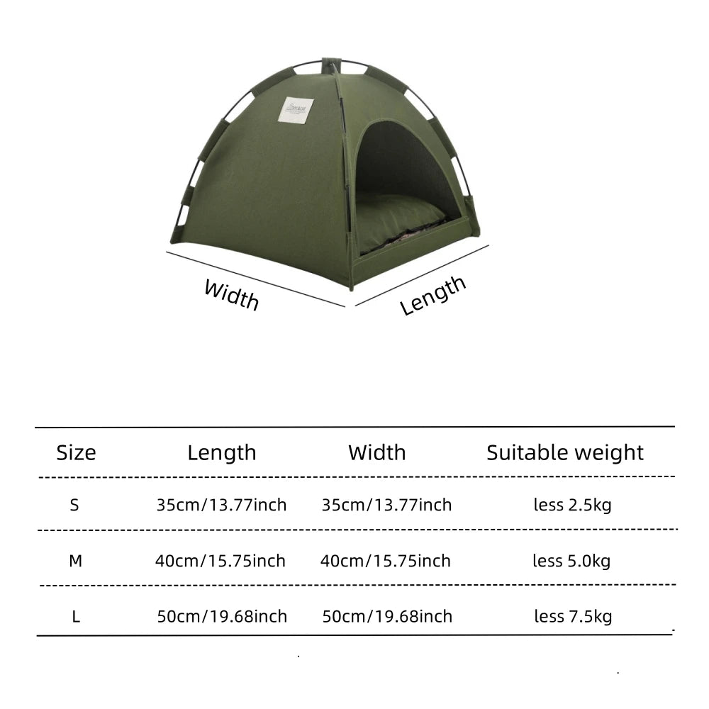 Cat Tent House,Portable Canvas Dog Teepee with Cushion Indoor or Outdoor Pet Tent House for Cats,Dogs Puppies and Small Animals