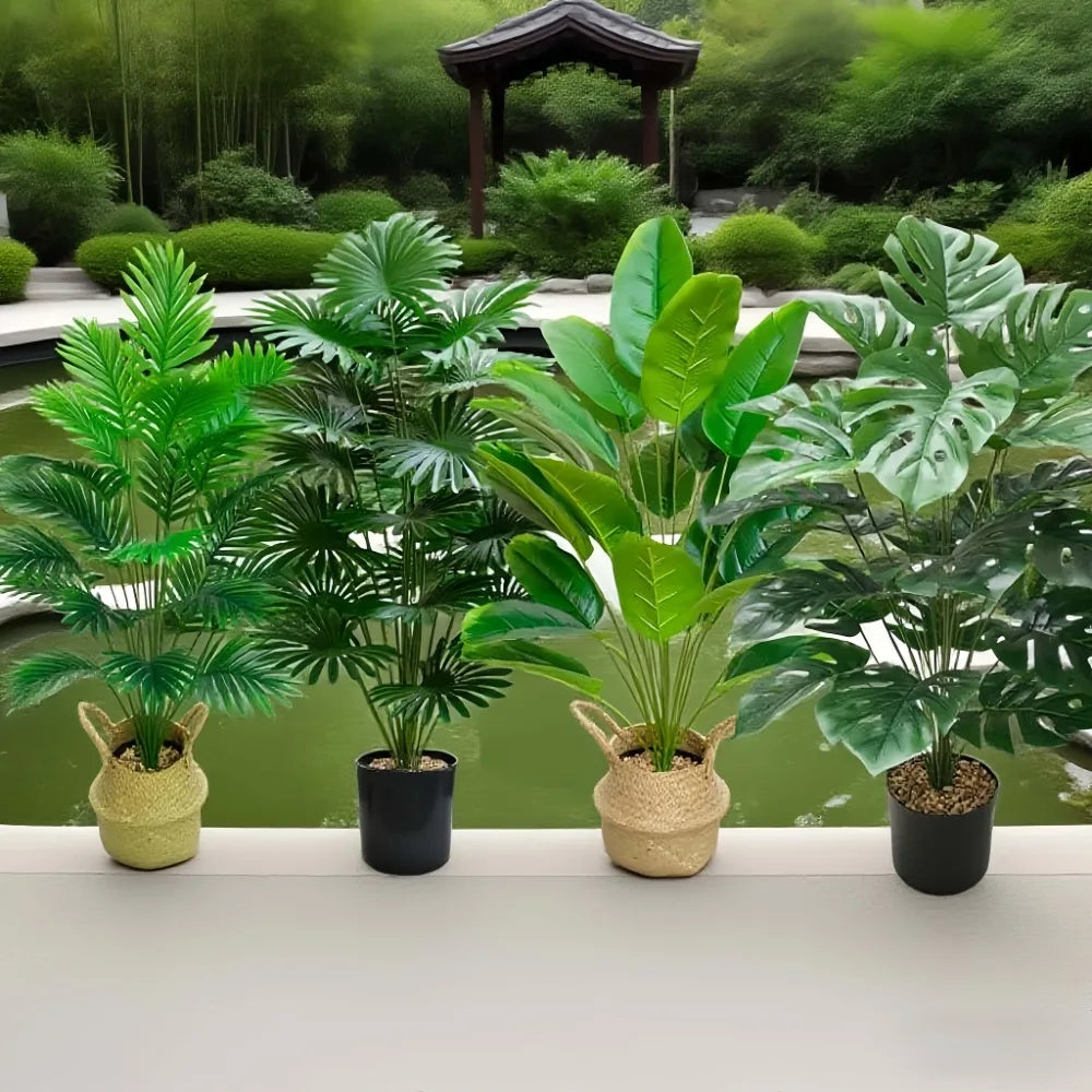 4pcs 48Leaves Areca Palm Simulation Green Plants Realistic Artificial Trees Suitable for Bedroom Living Room Outdoor Decoration