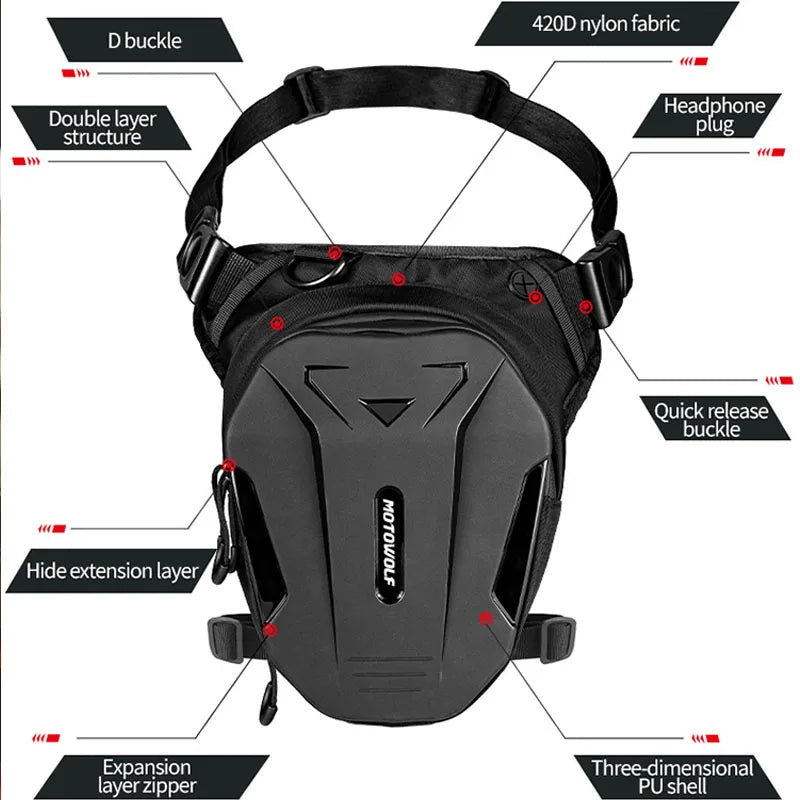 Motorcycle Bag Men Motorbike Leg Side Bag EVA Hard Shell Male Phone Waist Pack Motorcycle Drop Leg Bag Fanny Pack Belt Bum Bags
