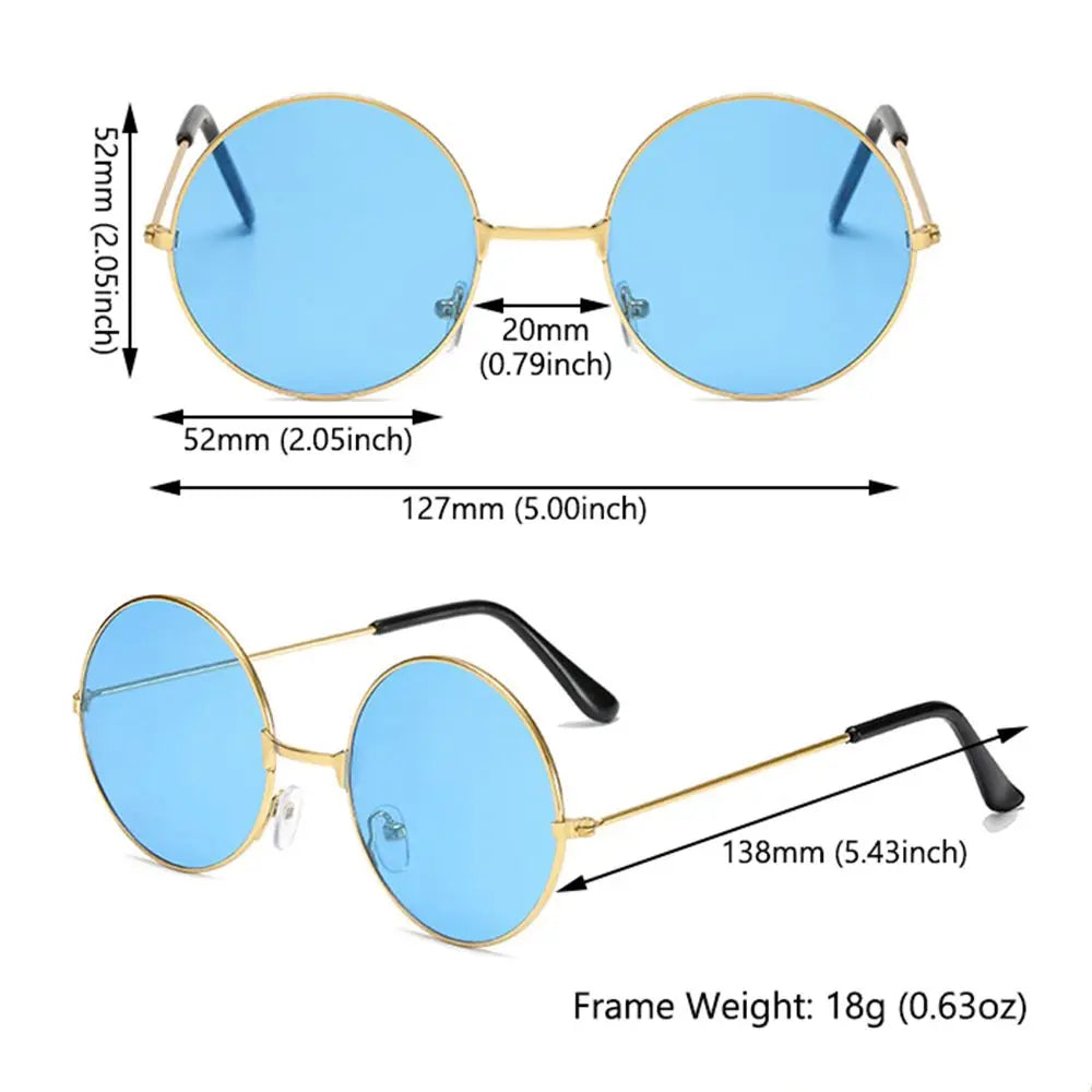 Fashion Vintage Round Sunglasses Women UV400 Sun Glasses Colorful Round-frame Glasses Female Male Metal Mirror Oculos De Sol