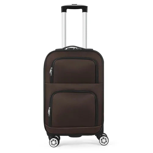 Soft edged travel 20 inch lightweight luggage with rotating wheels, Oxford fabric suitcase with small diagonal fabric