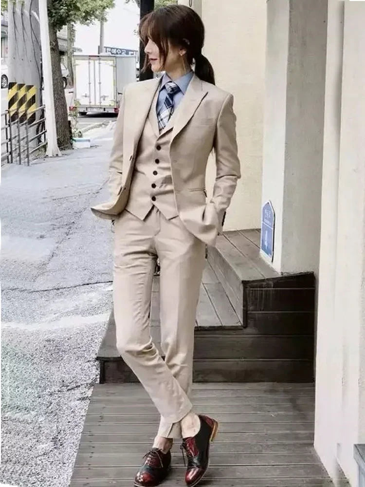 Women‘s Suits 3 Piece Slim Fit Suits Set for Business Office Lady Blazer Jacket Vest Pants