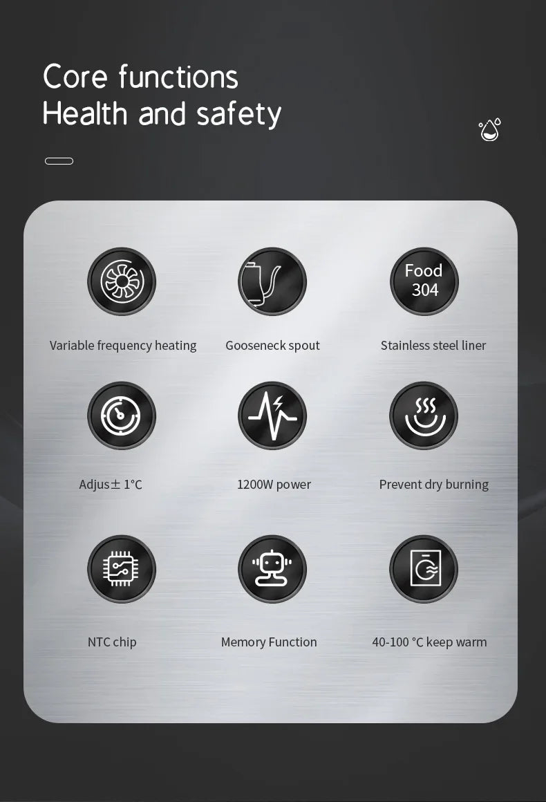 900ML Intelligent Constant Temperature Electric Kettle Hand Brewed Coffee Pot Gooseneck Pot Used for Brewing Milk Powder