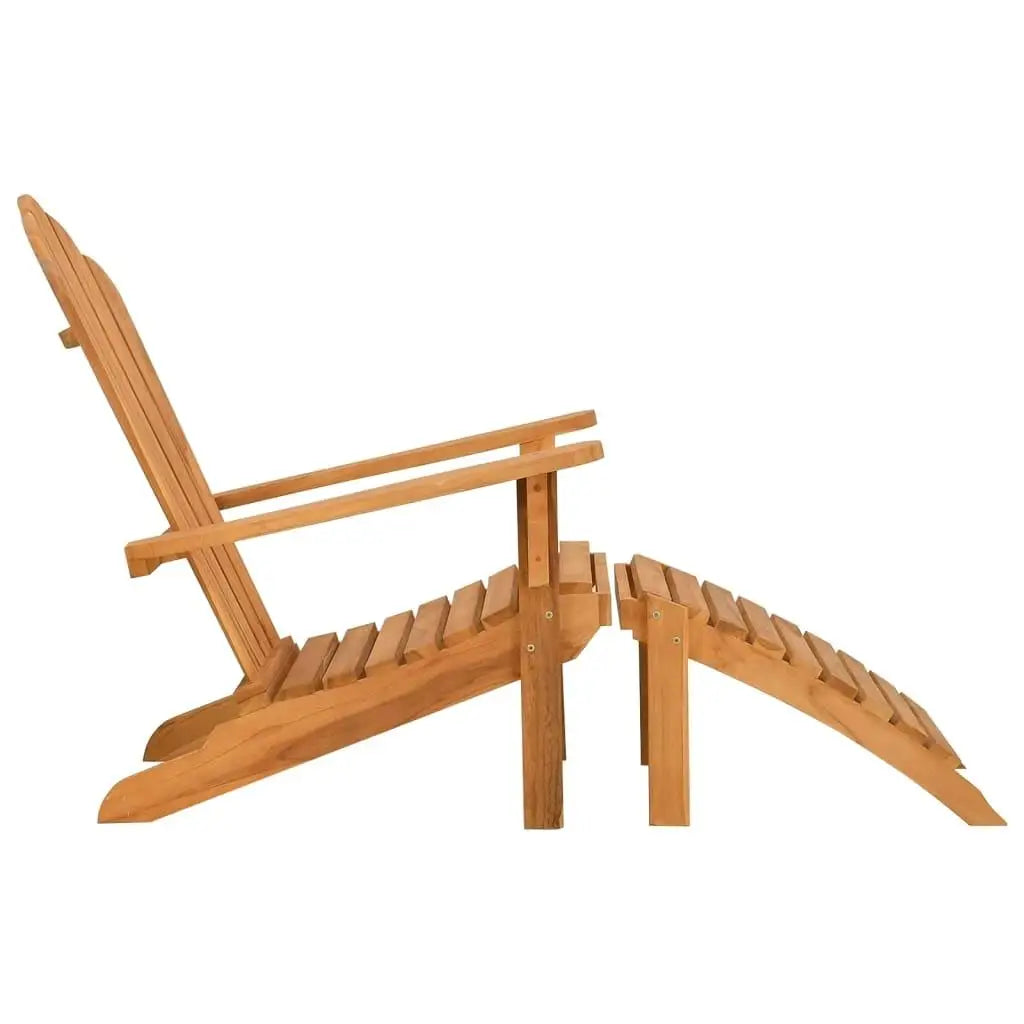 Teak Wood Garden Adirondack Chair with Footrest Outdoor Patio Furniture Classic Design