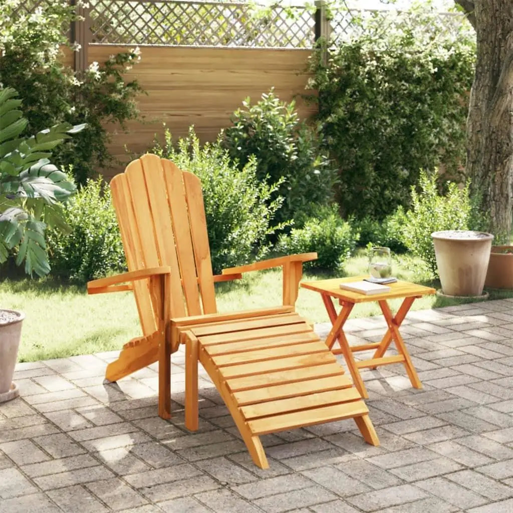 Teak Wood Garden Adirondack Chair with Footrest Outdoor Patio Furniture Classic Design
