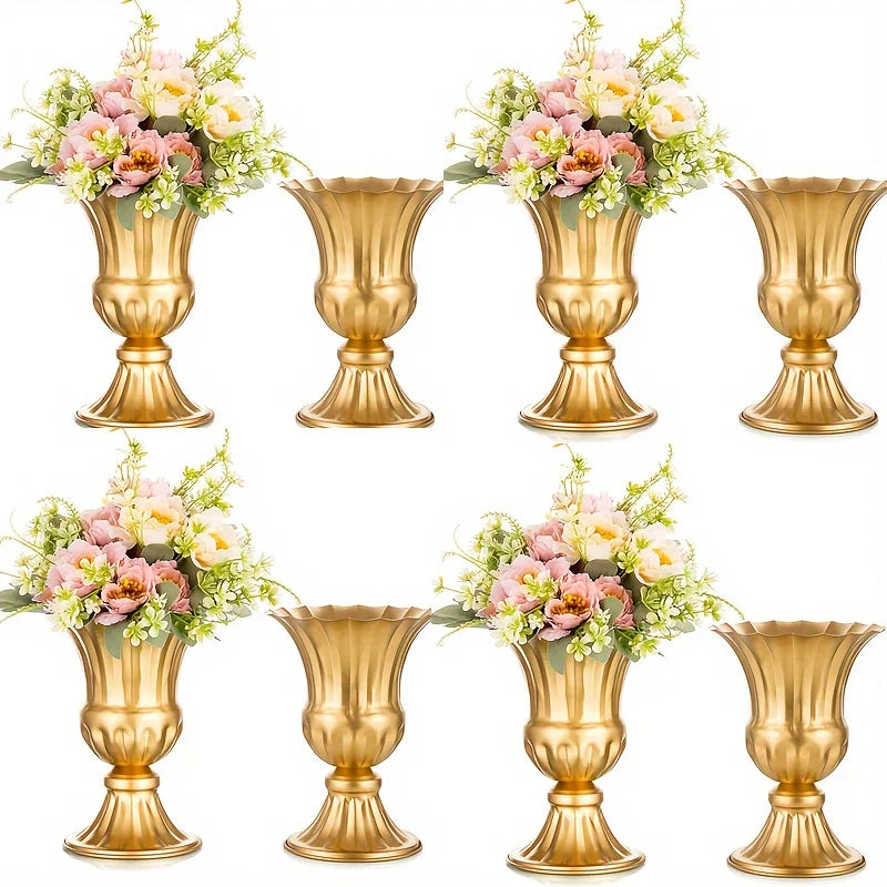 Metal Flower Vase, 9 Inch/6 Inch Metal Flower Pot Artificial Real Flower Vase, Garden Trumpet Flower Pot Table Wedding Decoratio