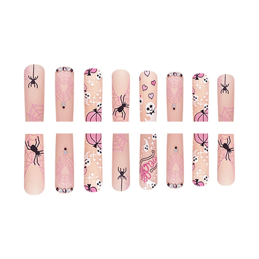 Ultra-long Matte False Nail Halloween Ballerina Square Nail Tips Artificial Nail For Lady Beauty Nail Makeup Fashion Nail Art