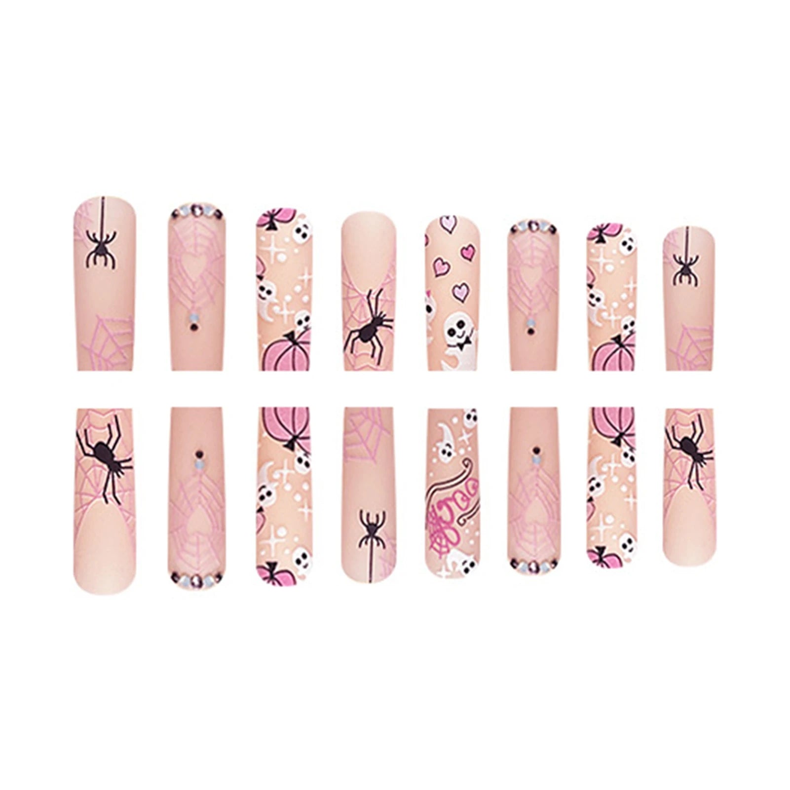 Ultra-long Matte False Nail Halloween Ballerina Square Nail Tips Artificial Nail For Lady Beauty Nail Makeup Fashion Nail Art