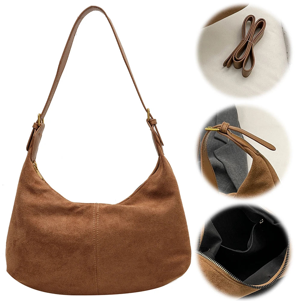 Crescent Bag for Women Adjustable Strap Hobo Bag with Inner Pocket Shoulder Bag Zipper for Work Travel