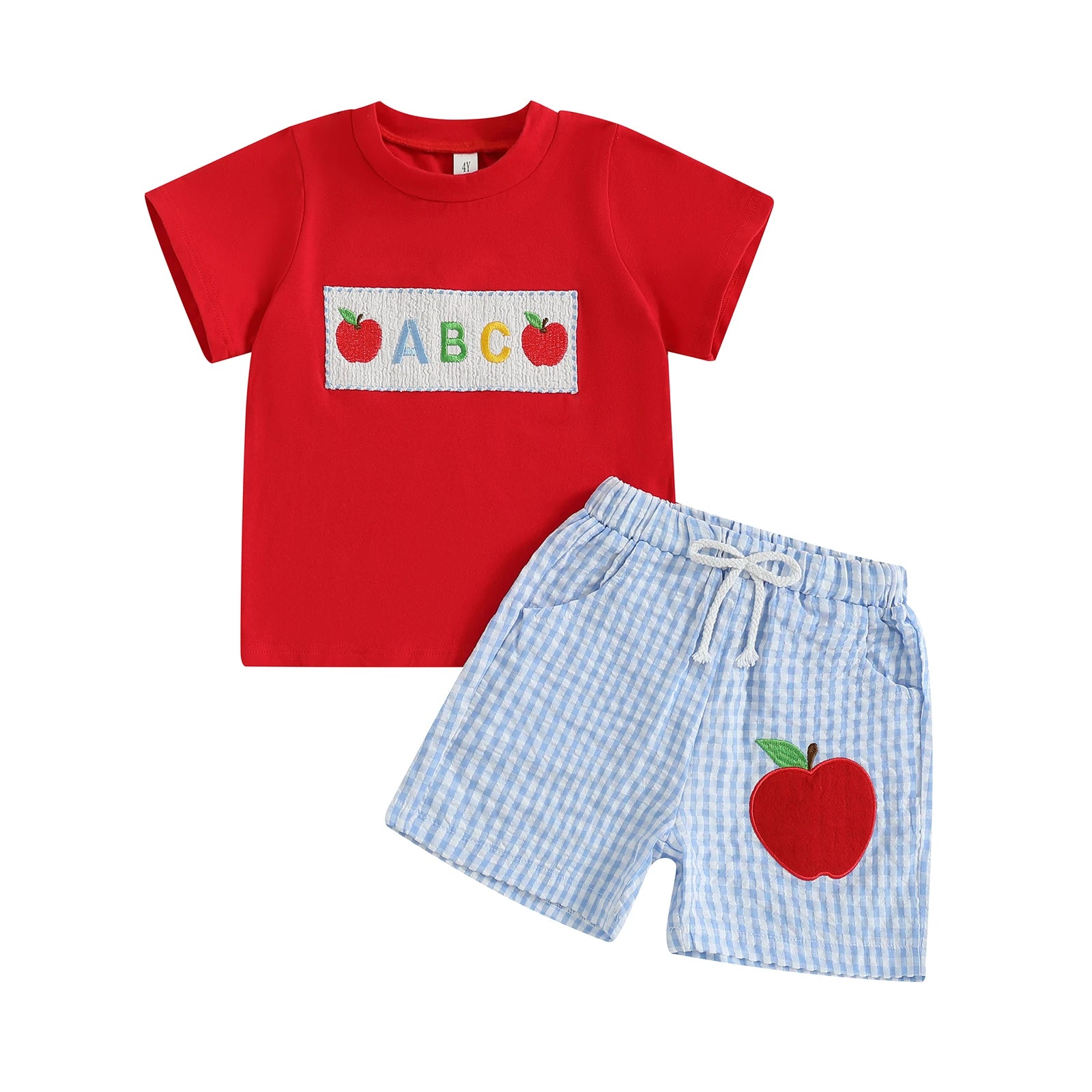 Boys Back to School Outfit Graphic Print Short Sleeve T-shirt with Denim Shorts Set for Summer Toddler Fashion
