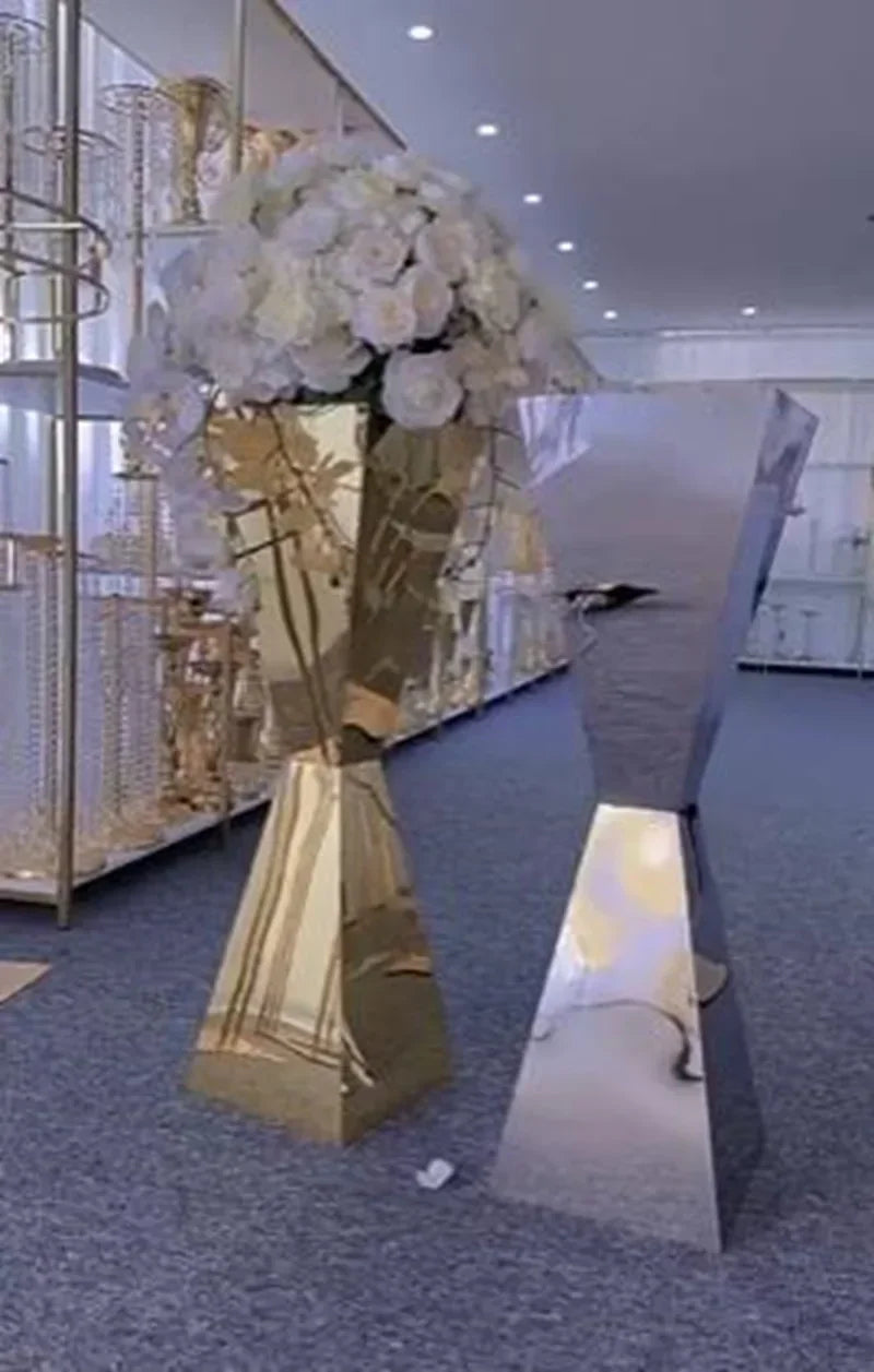 Stainless Steel Flower Stands Vases, Wedding Table Centerpieces, Road Lead, Party Decoration, 1Pc, 2Pcs, 5 Pcs, 6 Pcs, 10Pcs