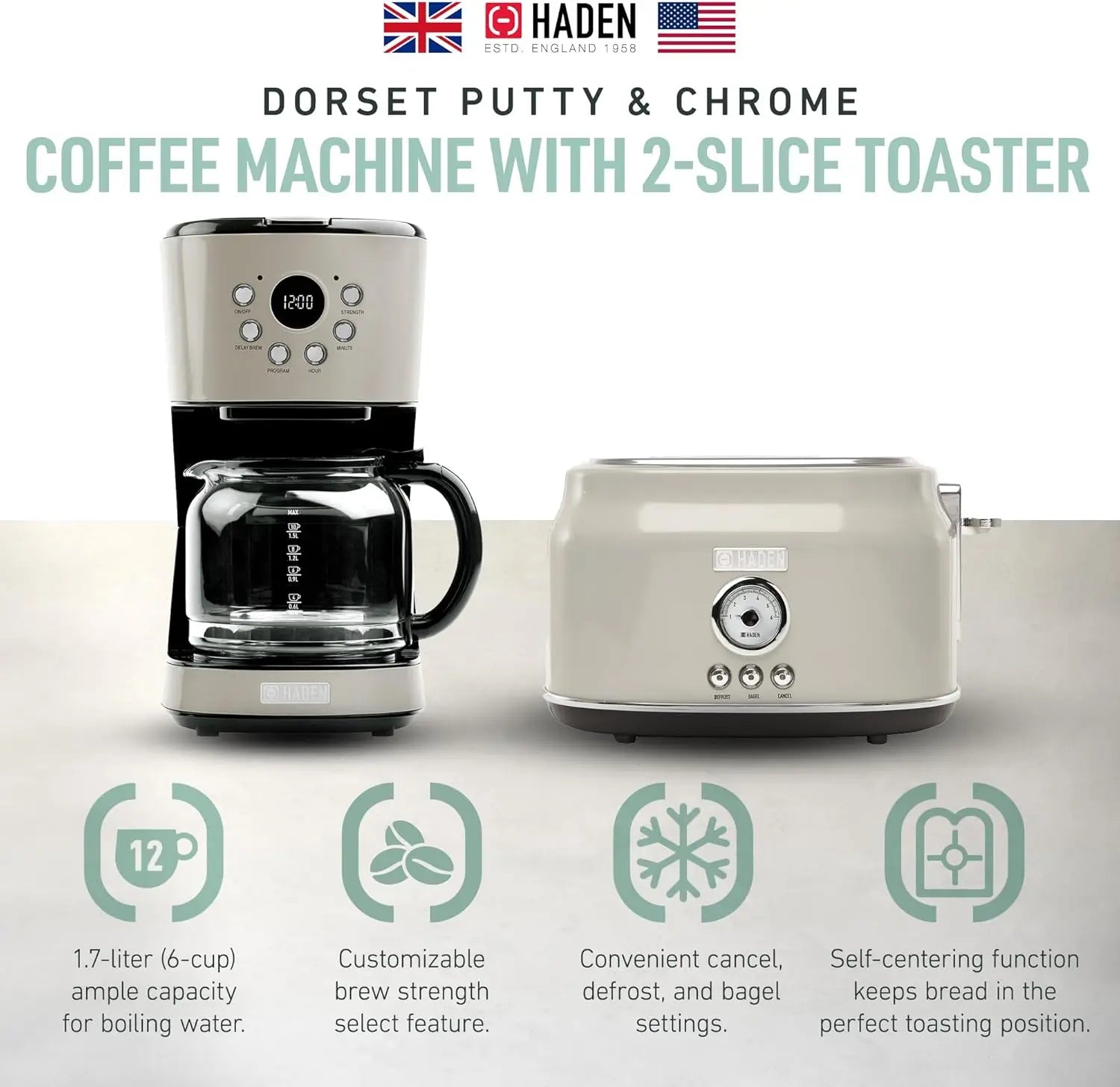 12-Cup Programmable Drip Coffee Maker with Stainless Steel Wide Slot Toaster Kitchen Bread Maker Coffee Brewing Device