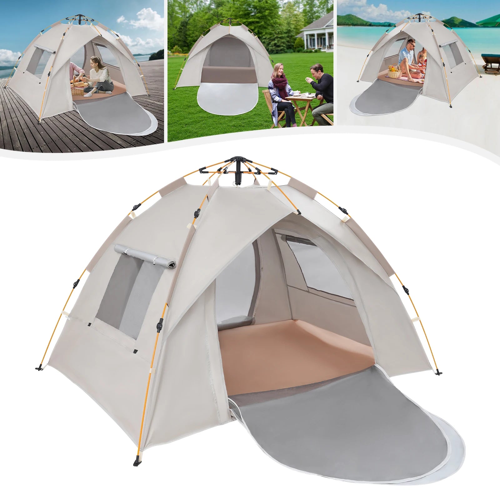2-3 Person Outdoor Folding Tent Quick Automati Opening Self-driving Wild Camping Tent Waterproof Sunscreen Portable Tent