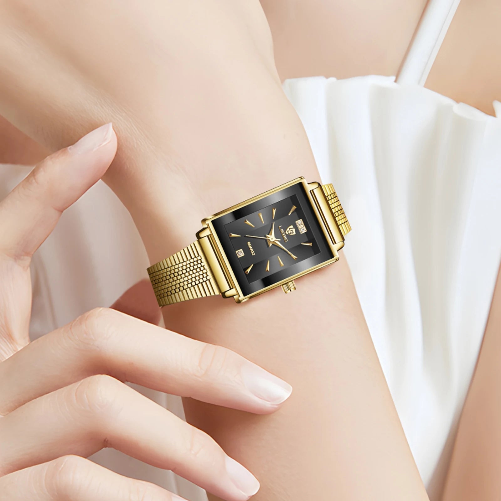 LIEBIG Elegant Quartz Wristwatches Simple Fashion Stainless Steel Strap Time Automatic Watches For Women Relogio Feminino